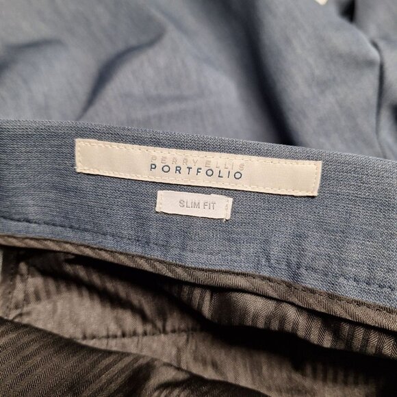 Perry Ellis Portfolio Dress Pants Slim Fit Blue Slacks Professional 36 x 30 - Picture 3 of 6